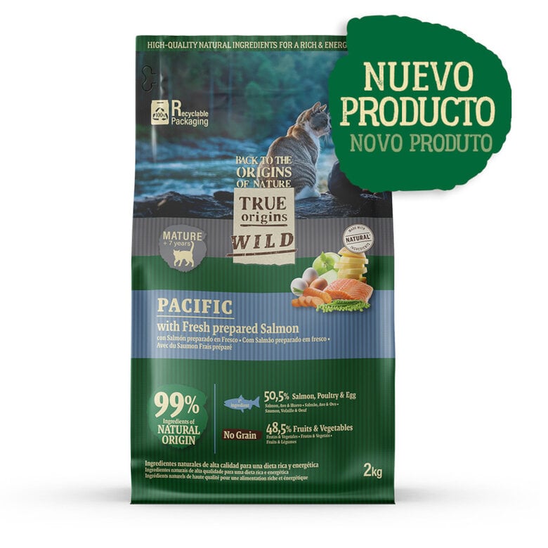 2 kg True Origins Wild Pacific Salmón pienso para gatos senior