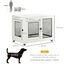 PawHut Jaula para Perros de Madera Superficie Mesa de Centro 94x60x71,5 cm Estilo Mueble con 2 Puertas de Pestillo Cojín de Tela Oxford y Rejillas de Acero Blanco, , large indicador imagen numero 3