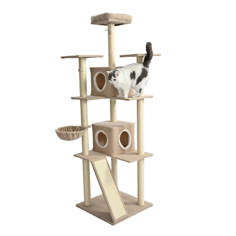 Leeby Boucle Collection Árbol rascador con camas y juguetes para gatos thumbnail
