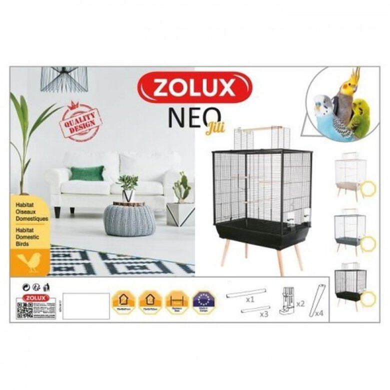Zolux jaula elevada neo jili gris para pájaros, , large image number null