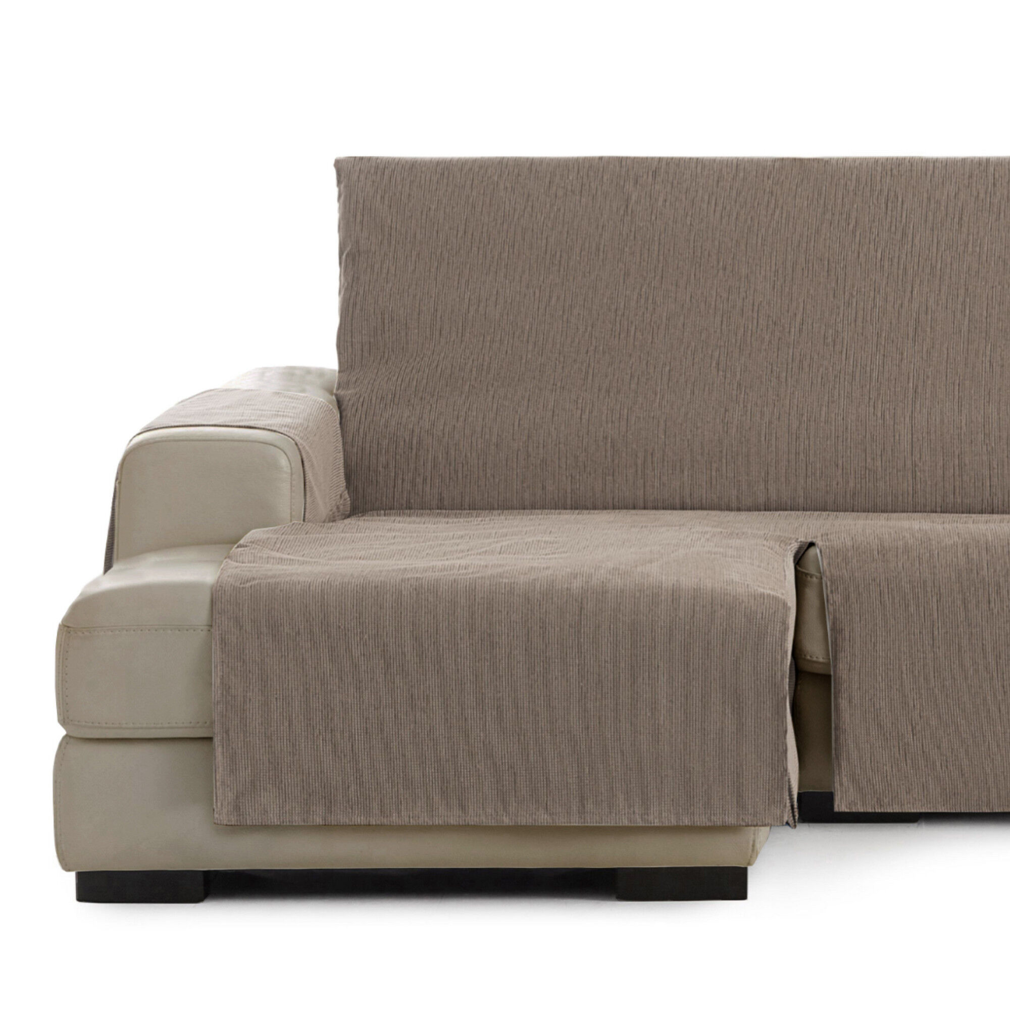 Vipalia Protector Funda Chaise Longue Lisa. Cubresofa Chenilla. Dise&ntilde;o Elite. Color Vison. Chaise Corto Izquierda, , large Imagen numero 1