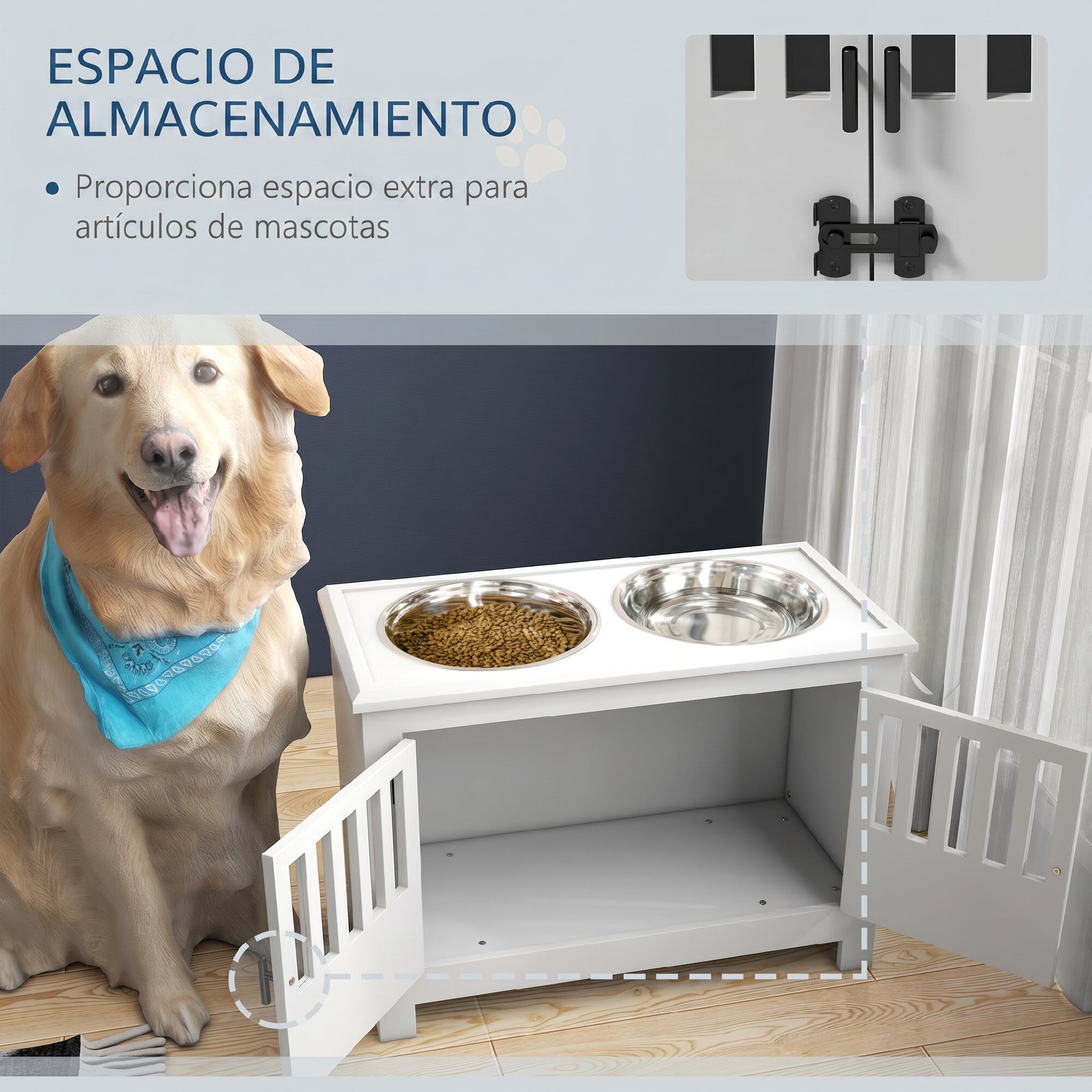 PawHut Comedero para Perro Blanco, , large Imagen numero 5
