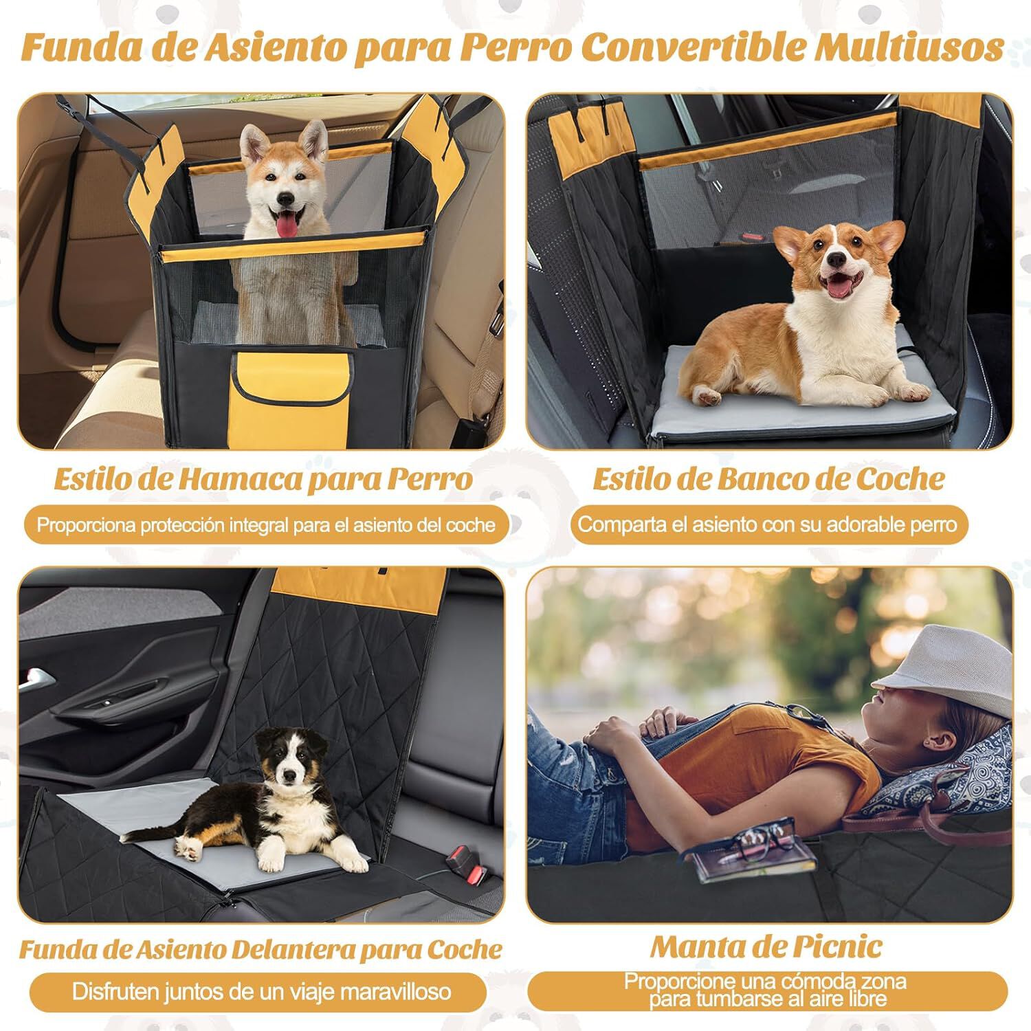 COSTWAY Cubierta de Asiento de Coche para Perros Peque&ntilde;os y Medianos, Cubierta para Asiento Trasero con Ventana de Malla, Cintur&oacute;n/Almohadilla, Funda de Asiento para Coche (64 x 43 x 55 cm), , large Imagen numero 4