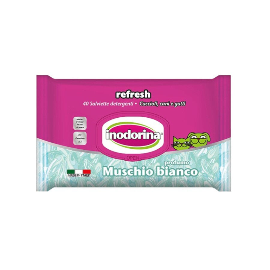 Inodorina Refresh Musgo Blanco Toallitas H&uacute;medas para perros y gatos, , large Imagen numero 1