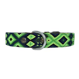 Loyal Collar de Piel Artesanal Verde y Negro para perros 