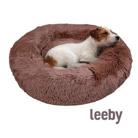 Leeby Cama Redonda Antiestrés Marrón para perros