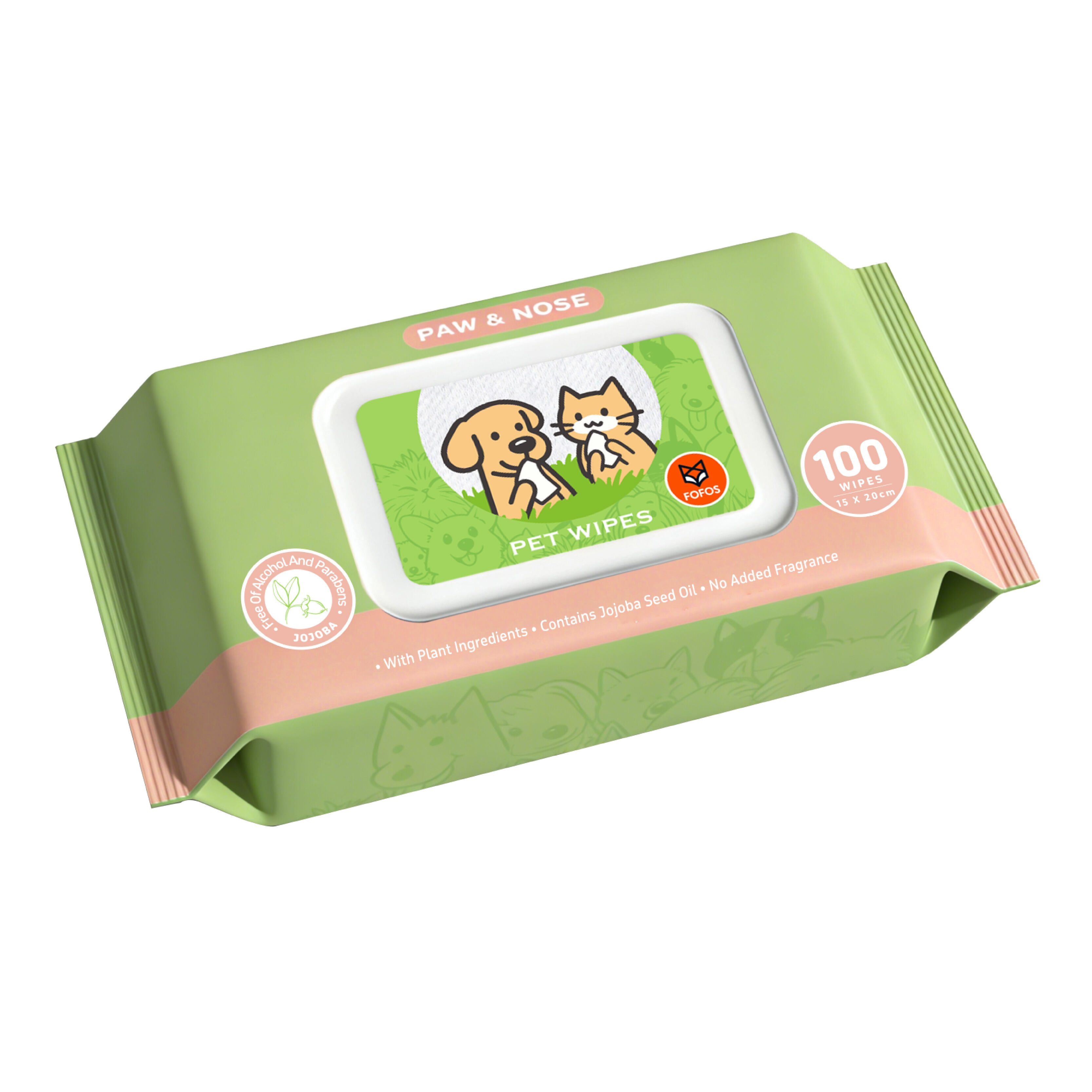 Toallitas H&uacute;medas para Mascotas FOFOS (100 uds) &ndash; Patas & Nariz (Jojoba), , large Imagen numero 1