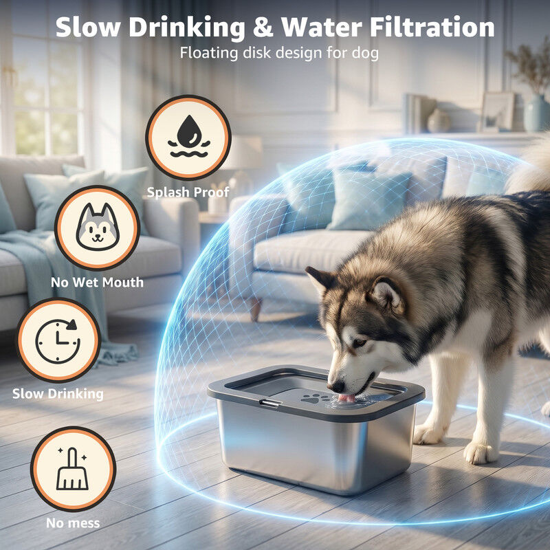 Nobleza Bebedero Antigoteo para Perros Grandes 10L &ndash; Cuenco de Agua de Acero Inoxidable 304 con Disco Flotante Antiderrames, Taz&oacute;n Antideslizante para Mascotas, Gran Capacidad, , large Imagen numero 5