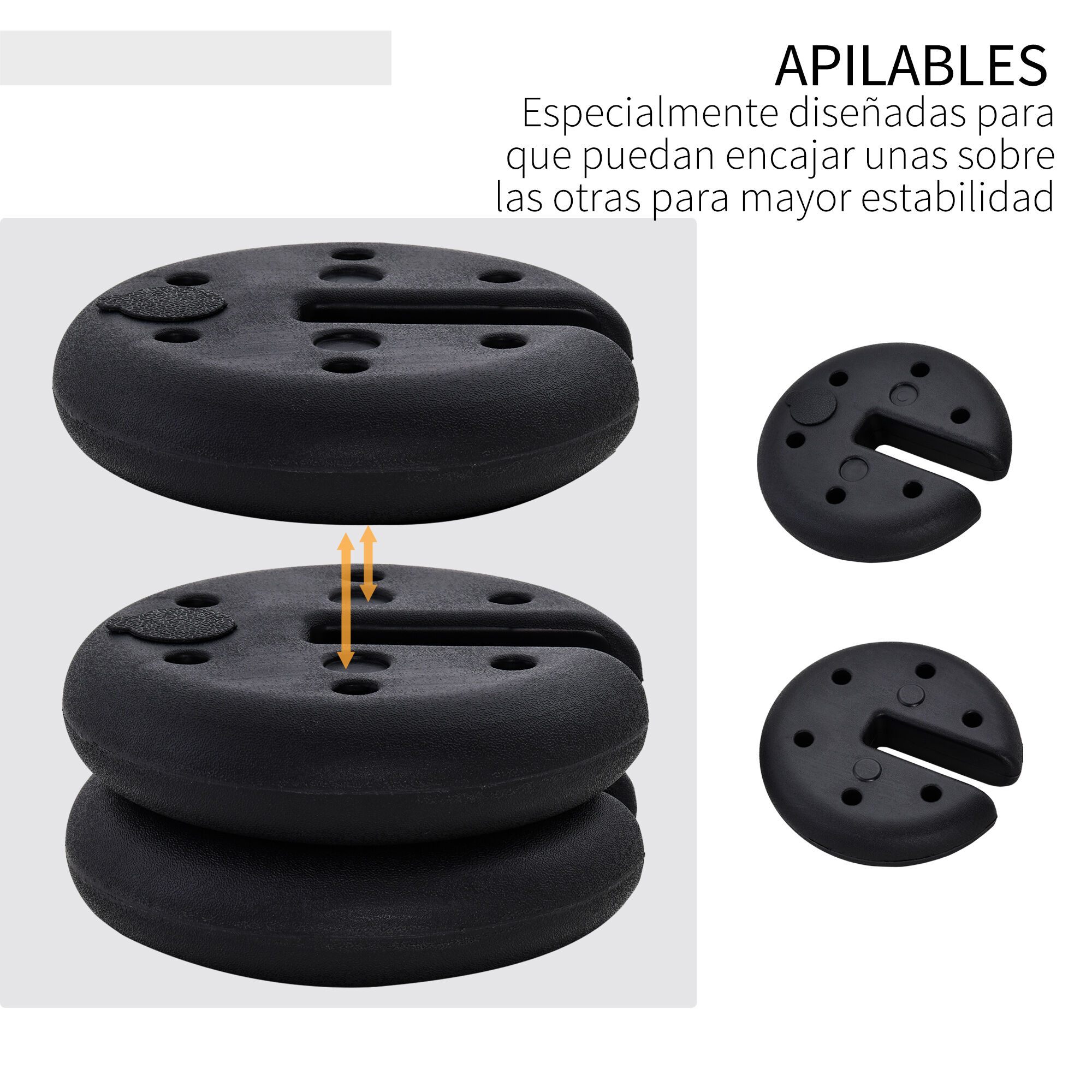 Outsunny Juego de 4 Pesos para Gazebo Rellenable Arena Cemento Base Peso Parasol Pie de Soporte para Carpa Base ponderada &Phi;25x6 cm, , large Imagen numero 5
