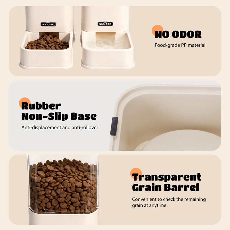 Nobleza Dispensador Autom&aacute;tico para Perros y Gatos, Comedero y Bebedero por Gravedad, Dep&oacute;sito Transparente, Sin Electricidad,, Blanco, , large Imagen numero 4