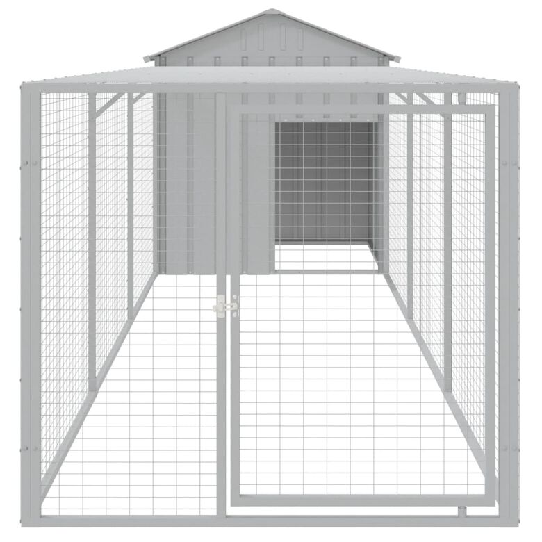 vidaXL Gallinero con corral acero galvanizado gris claro para gallina thumbnail