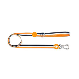 Dashi stripes correa de poliéster naranja y negro para perros