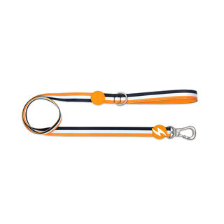 Dashi stripes correa de poliéster naranja y negro para perros