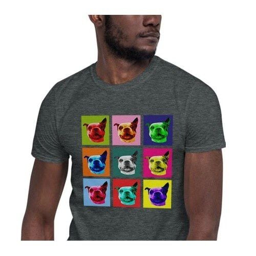 Mascochula camiseta hombre warhol personalizada con tu mascota gris oscuro thumbnail
