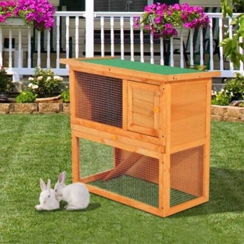 Conejera PawHut de madera color Amarillo/Verde thumbnail