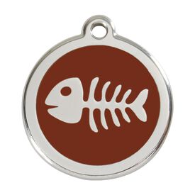Red dingo Placa identificativa Acero Inoxidable Esmalte Pez Esqueleto Marron para perros