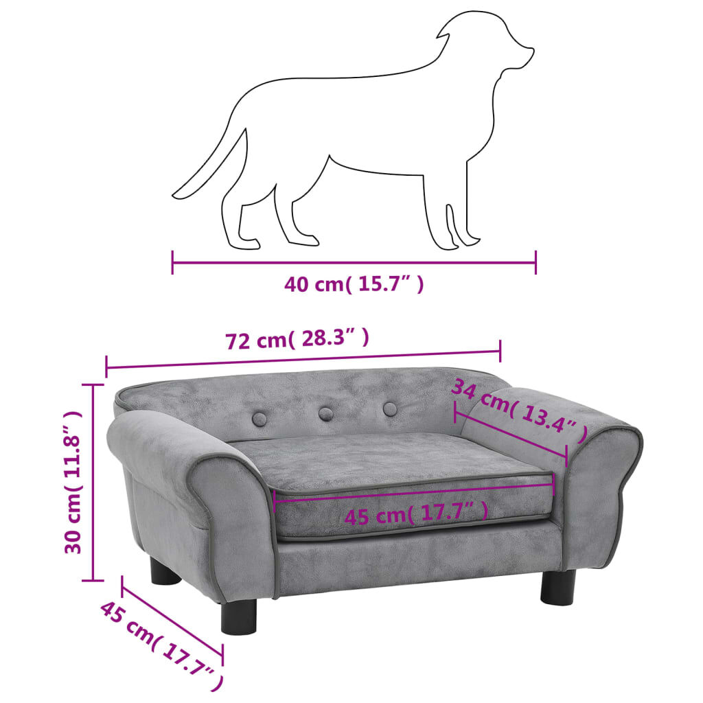 VidaXL Sof&aacute; cl&aacute;sico Gris para perros, , large Imagen numero 6