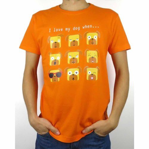 Camiseta hombre &quot;I love my dog when...&quot; color Naranja thumbnail