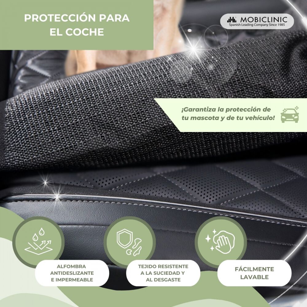 Mobiclinic Cubre asientos de coche Sammy Universal Antideslizante Impermeable Bolsillo lateral Negro para perros thumbnail