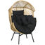 Outsunny Sillón de Ratán Sintético Silla de Terraza en Forma de Huevo con Reposacabezas Acolchado Cojín y Marco de Acero para Jardín Balcón 89x75x143 cm Arena y Negro, , large indicador imagen numero 1