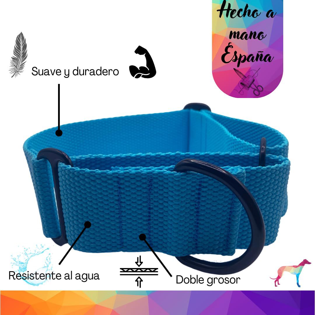 EGV - Collar Martingale. Collar galgo hecho a mano en Espa&ntilde;a (Azul), , large Imagen numero 2