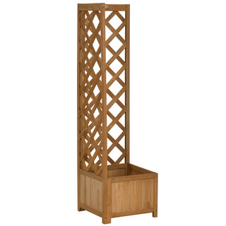 Outsunny Jardinera Con Enrejado De Madera Macetero Para Trepadoras 