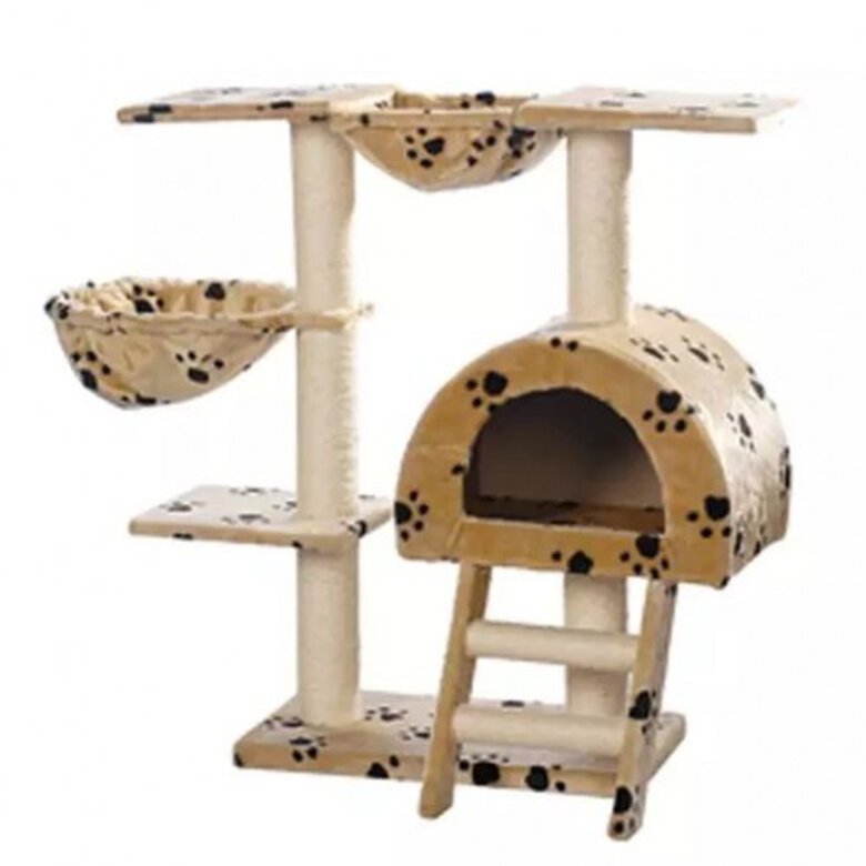 Torre rascador para gatos color Beige huellas, , large image number null