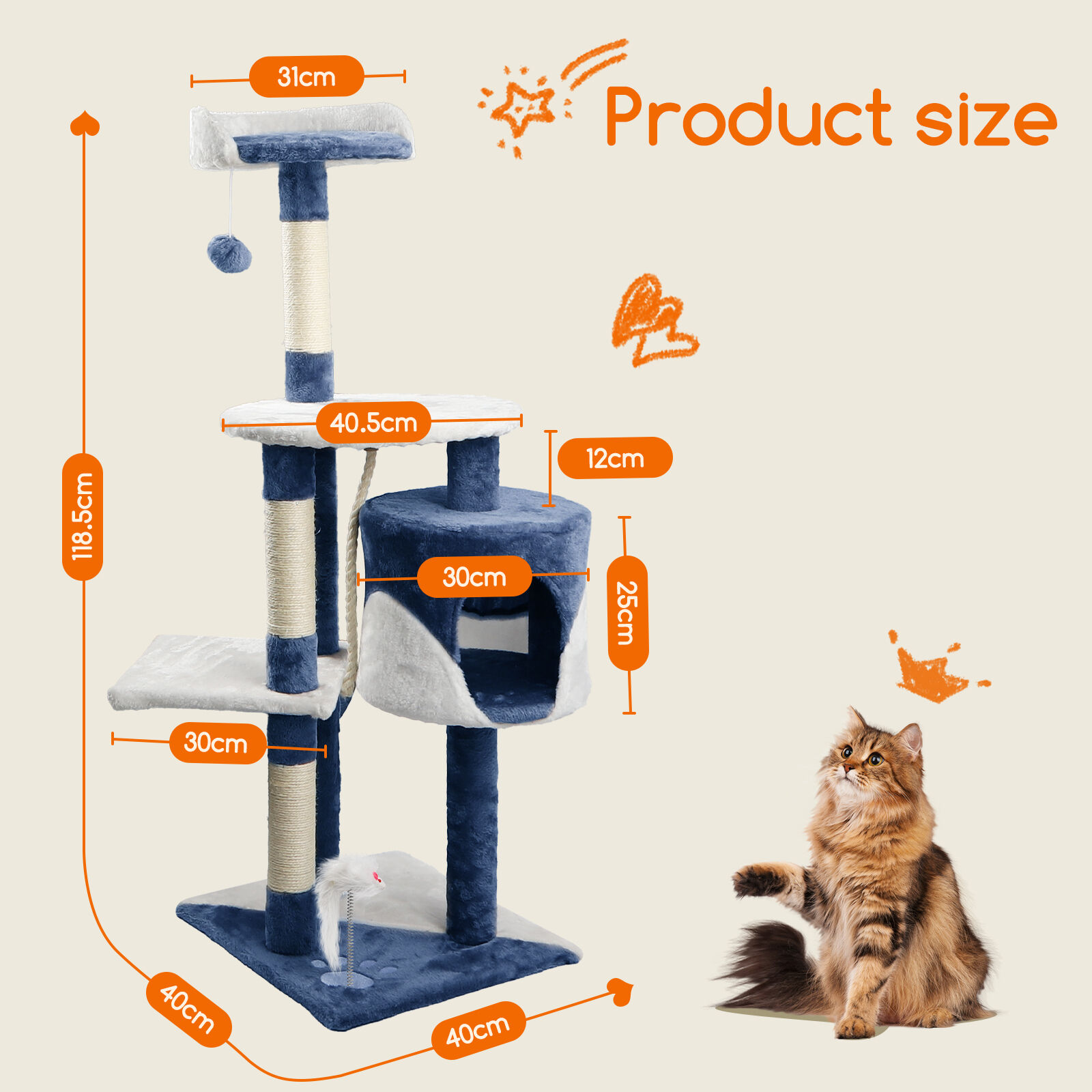 Nobleza Árbol rascador azul para gatos thumbnail