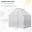 Outsunny Invernadero Policarbonato Aluminio de Jardín 190x190x200 cm 3,6m² Caseta de Exterior con Base Puerta Corredera y 2 Tragaluces para Cultivo Plantas Semillas Transparente, , large indicador imagen numero 5