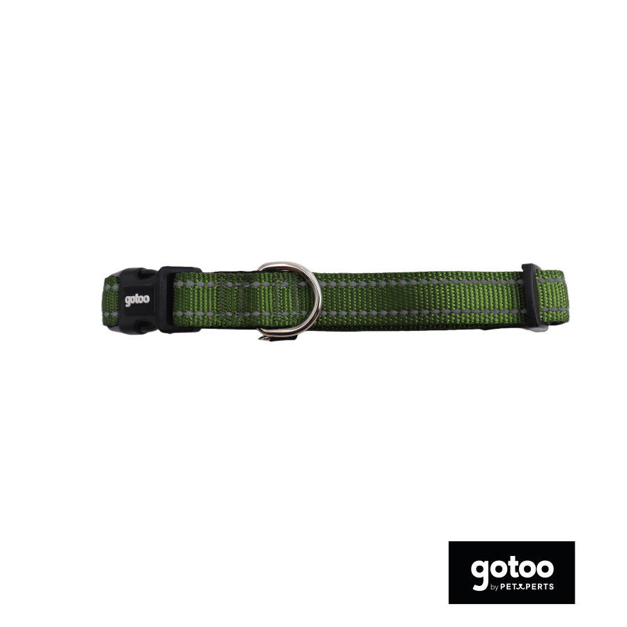 Gotoo Collar de nylon reflectante verde para perros thumbnail