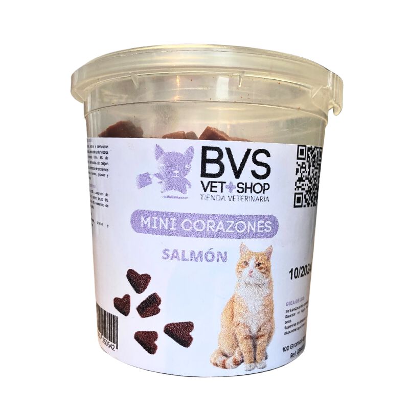 Snack Mini Corazones Salm&oacute;n para Gato BVS | Deliciosas chuches Mini Corazones de salm&oacute;n para gato., , large Imagen numero 1