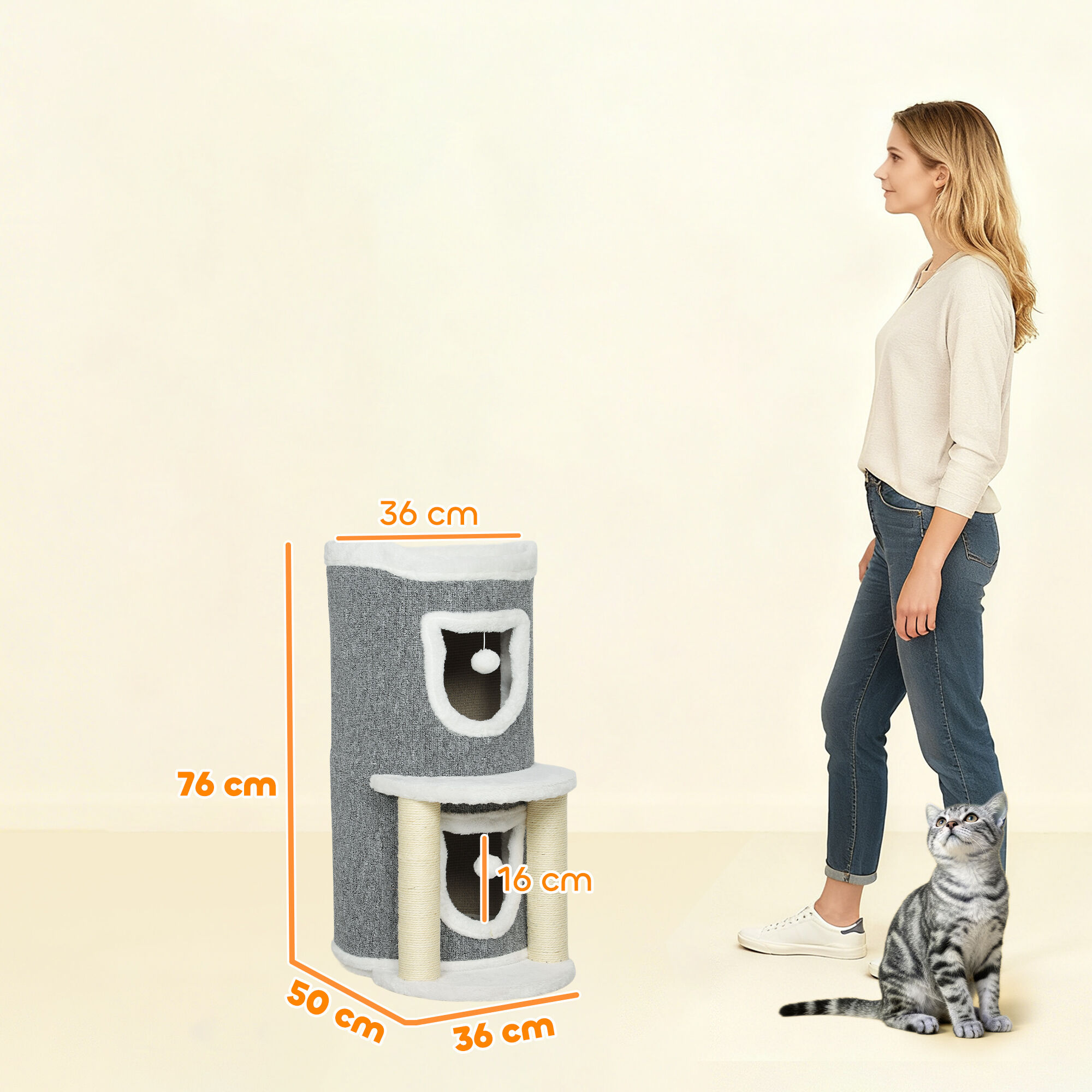 PawHut &Aacute;rbol para Gatos Gris, , large Imagen numero 3