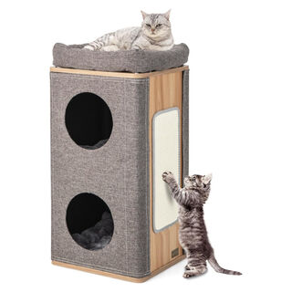 COSTWAY Condominio de 3 Pisos con Tabla de Rascar para Gatos de Interior