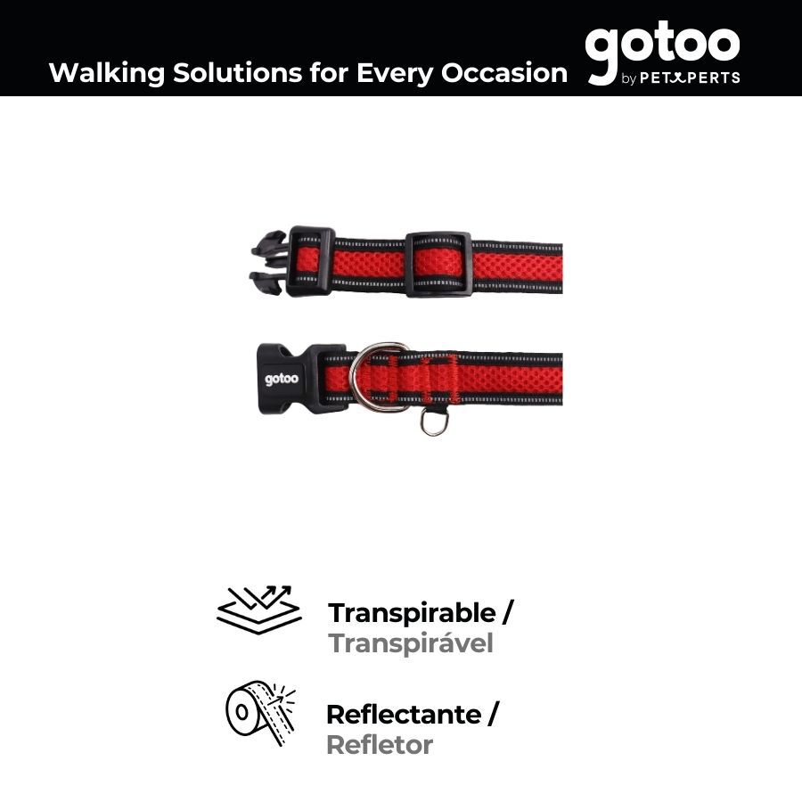 Gotoo Collar de malla transpirable rojo para perros thumbnail
