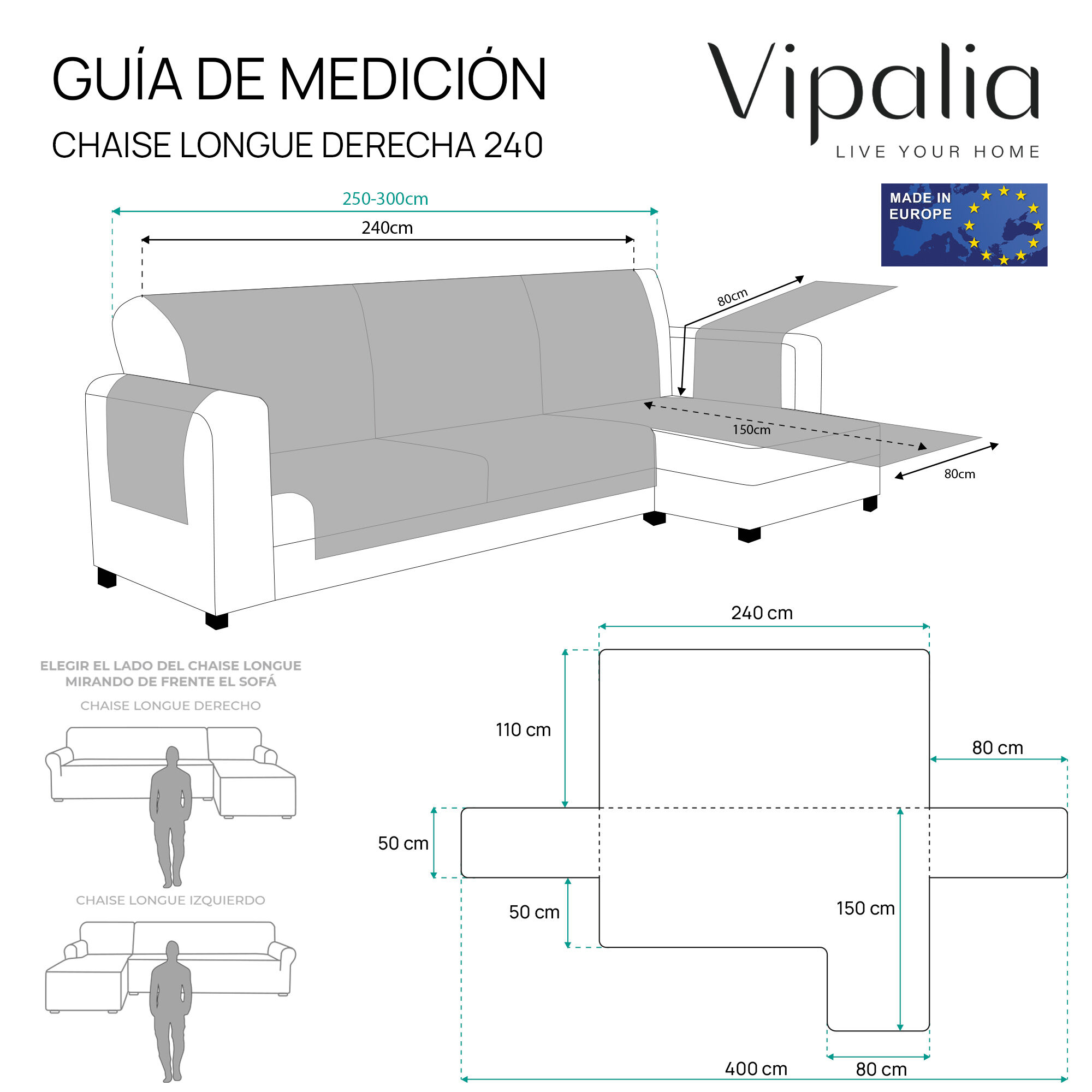 Vipalia Protector Cubresofa Rombos. Marino. Chaise Longue Derecha 240 cm, , large Imagen numero 4