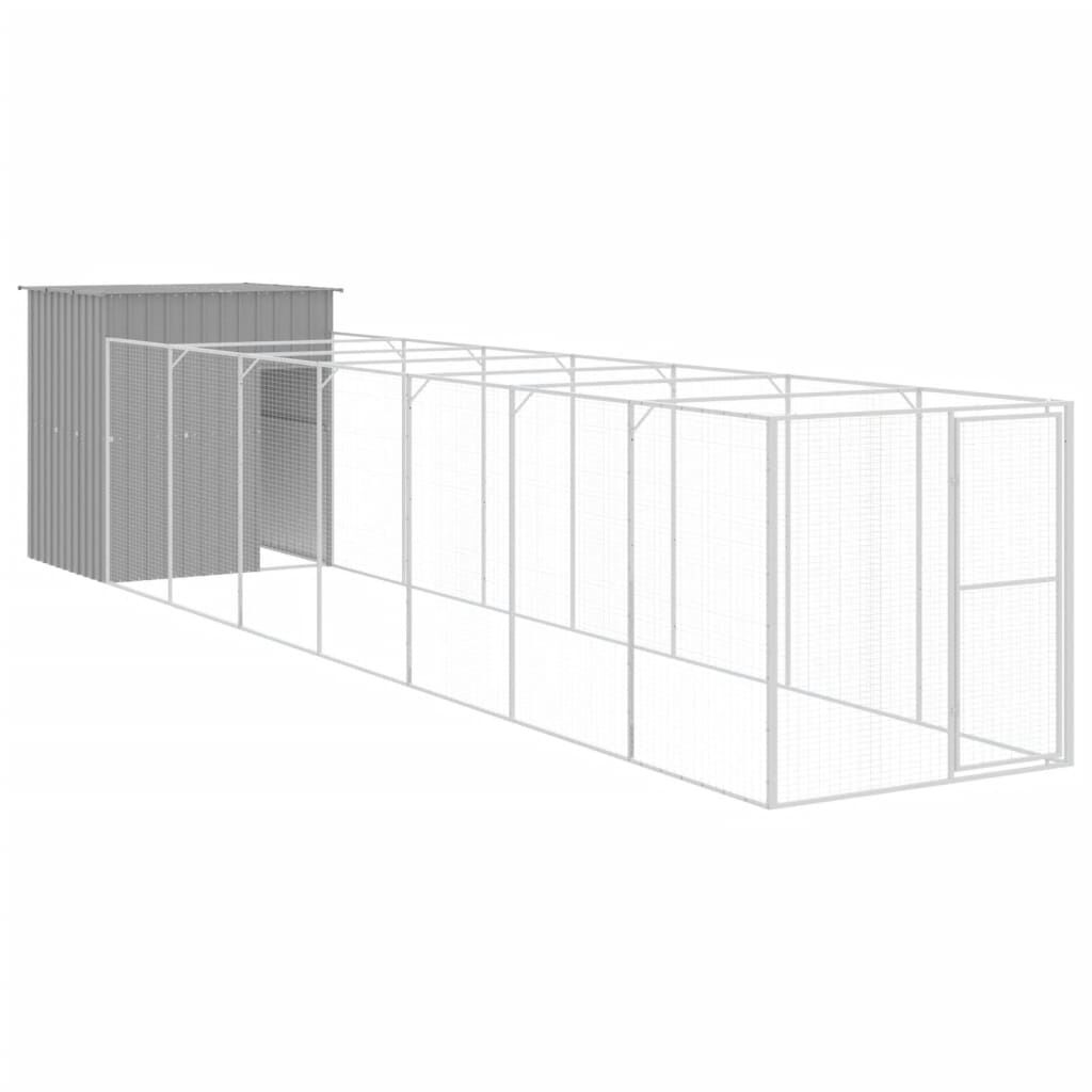 vidaXL Caseta perro corral acero galvanizado gris claro 165x1271x181cm, , large Imagen numero 14