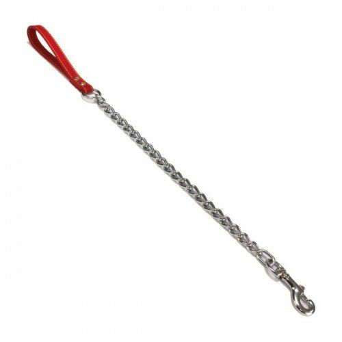 Ramal o correa de metal y piel para perros color Rojo, , large Imagen numero 1