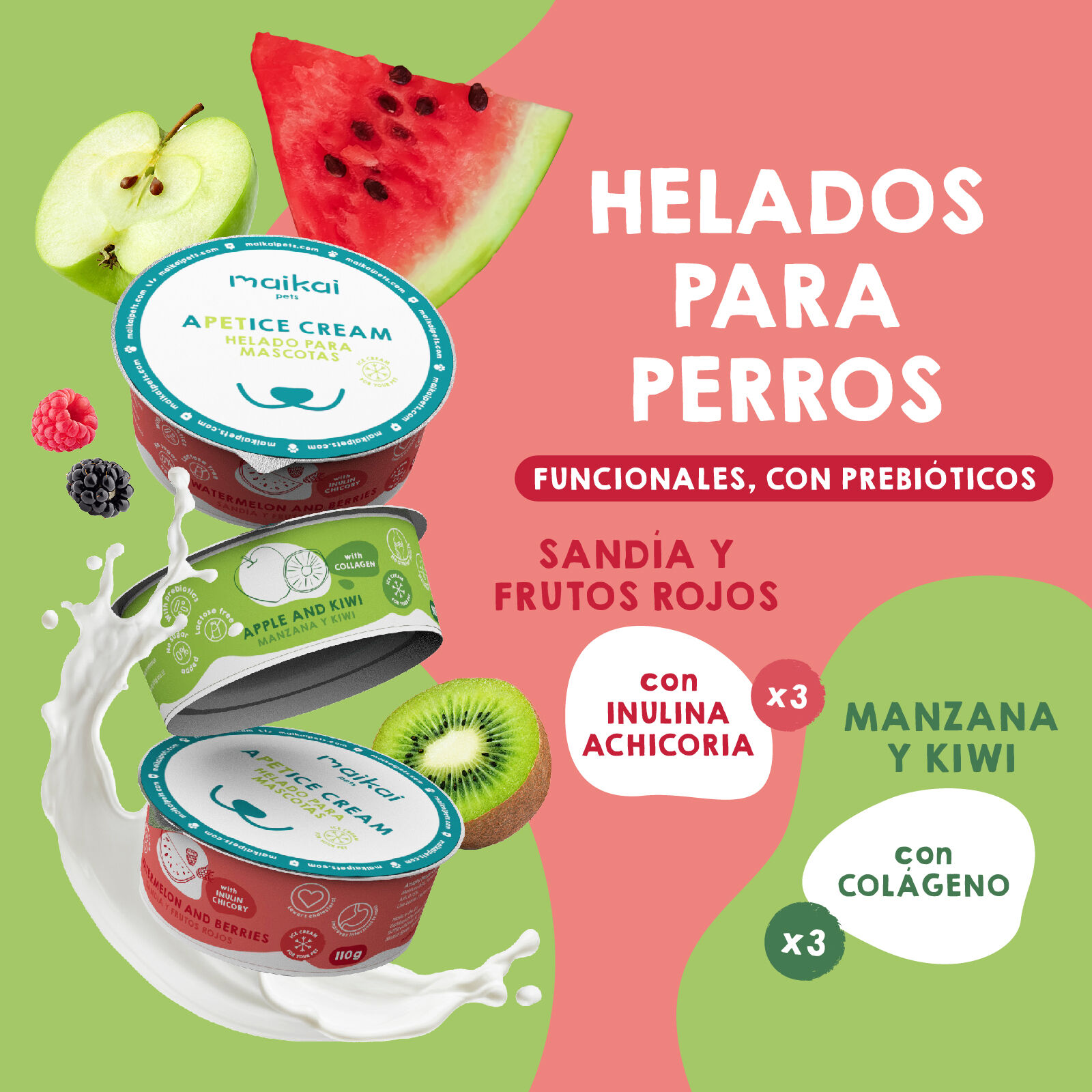 Maikai Pets Helado Ice Cream con Fruta Deshidratada para Perros y Gatos thumbnail