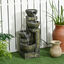 Outsunny Fuente de Jardín 5W Fuente de Agua en Cascada de 4 Niveles con Bomba de Agua y Salida de Agua Ajustable para Decoración Patio 25x24x60 cm Multicolor, , large indicador imagen numero 2