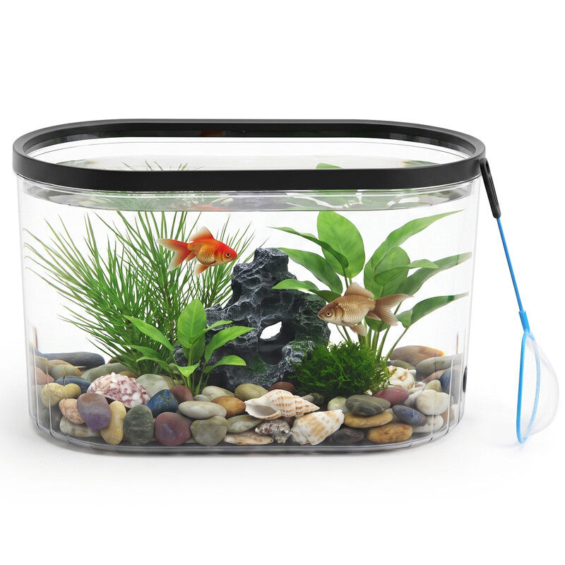 Nobleza Pecera Peque&ntilde;a de Pl&aacute;stico 4L para Betta y Decoraci&oacute;n, Acuario Transparente Resistente a Golpes con Drenaje de Un Toque, Acuario de Escritorio para Oficina y Hogar, , large Imagen numero 1