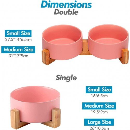 Edipets comedero de porcelana y bamb&uacute; rosa para perros y gatos, , large Imagen numero 3