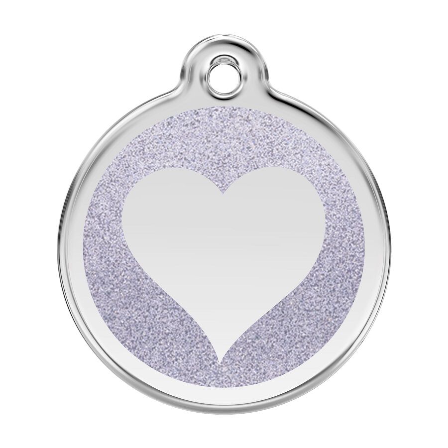 Placa identificativa Purpurina Coraz&oacute;n Plateado para perros, , large Imagen numero 1