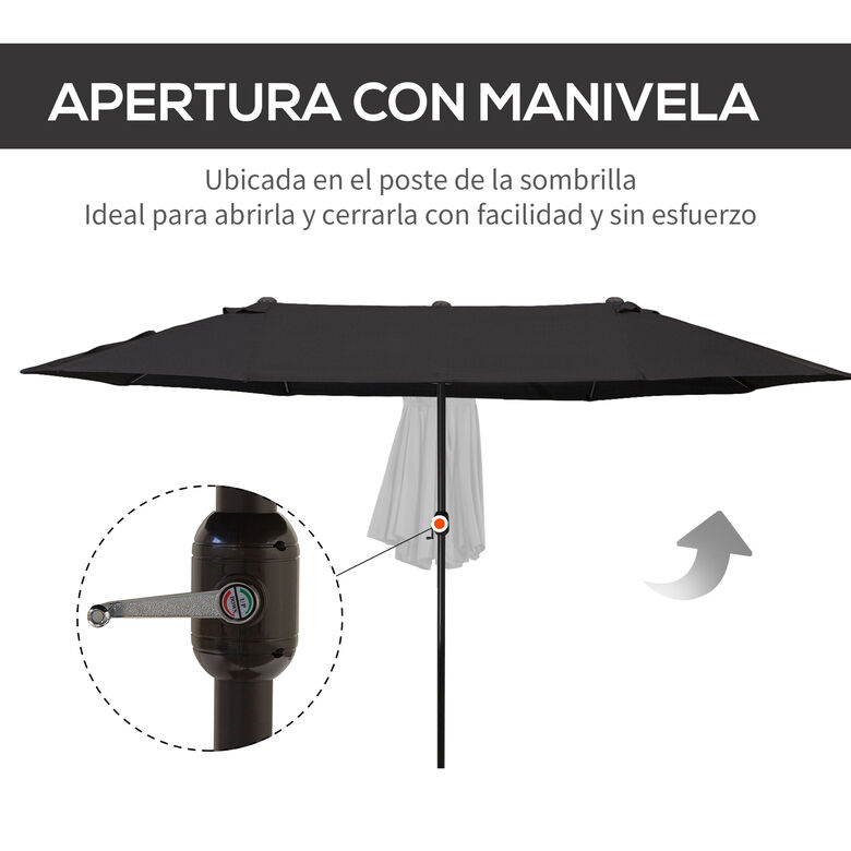 Outsunny Sombrilla de Terraza Exterior Grande color Negro thumbnail