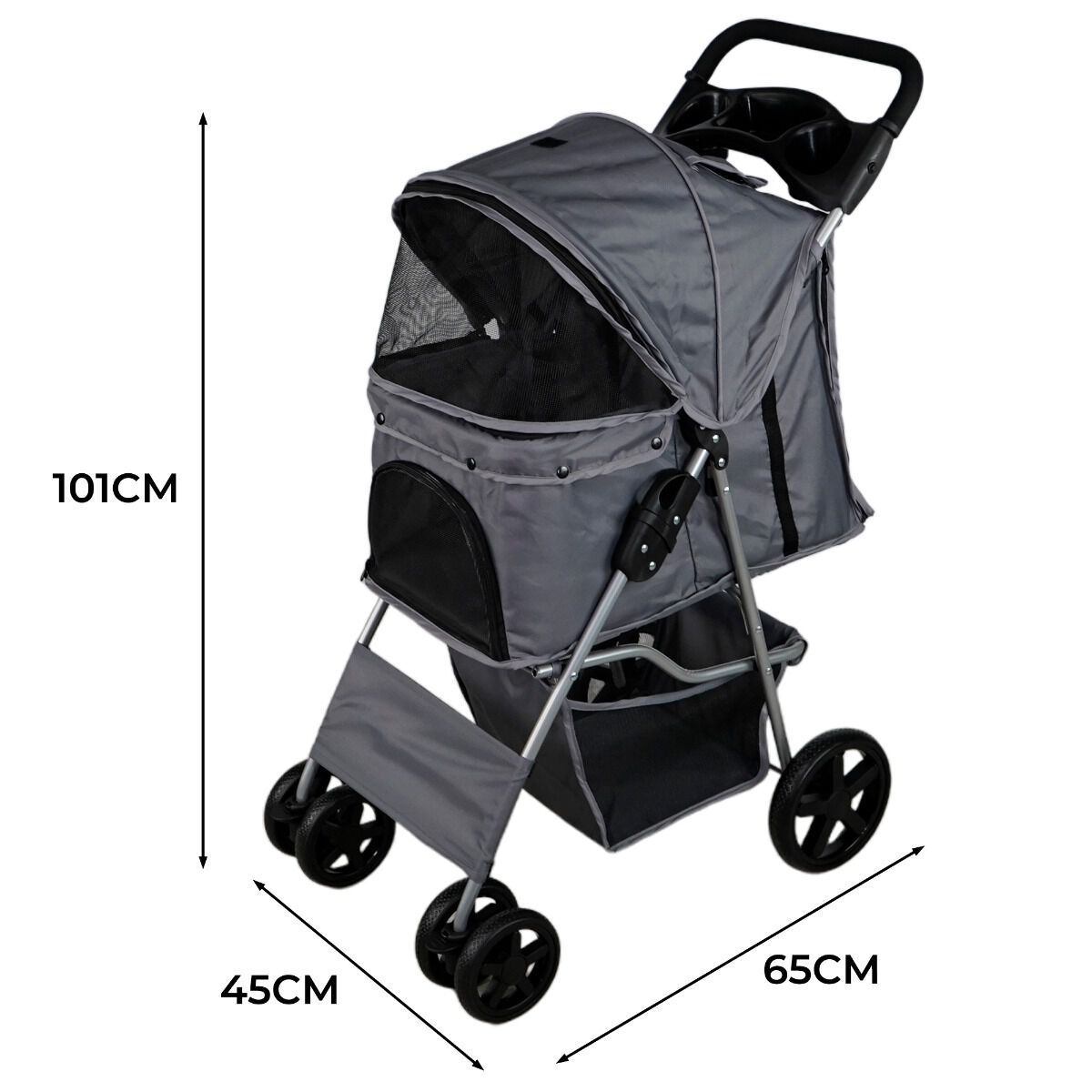 Cochecito para Mascotas con Cubierta de Lluvia - Gris, , large Imagen numero 2