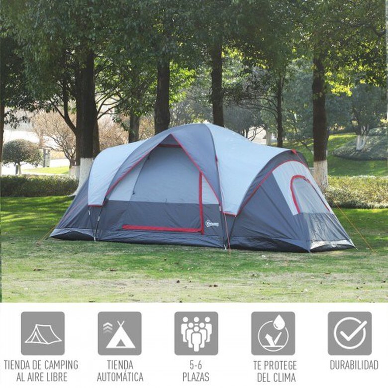 Tienda de camping grande con bolsa de Transporte color Gris, , large image number null