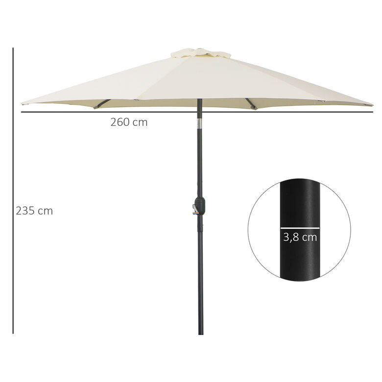 Outsunny Sombrilla Para Jardín Parasol De Aluminio Reclinable Con Manivela Crema thumbnail