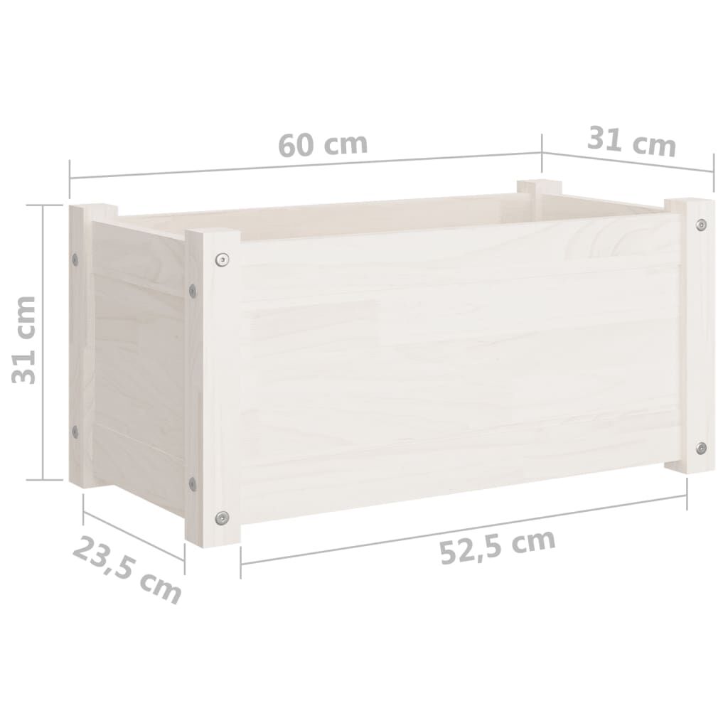 vidaXL Jardinera de madera maciza de pino blanca 60x31x31 cm, , large Imagen numero 5