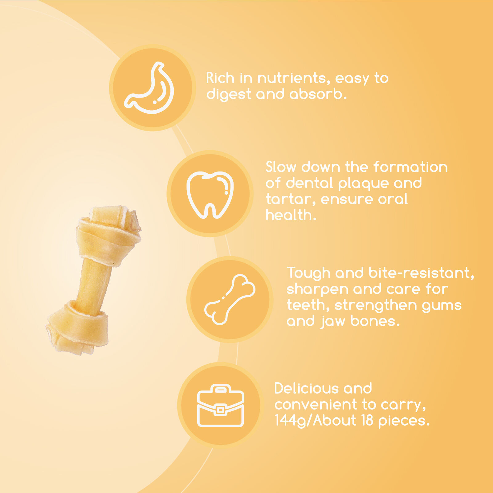 Nobleza - Hueso Anudado para Perros, Piel Vacuno Fortalecedor de Dientes Stick Dental Dog Snack, Hueso masticable para perros 18PCS ( 6.4 cm/2.5 Inches ), , large Imagen numero 5