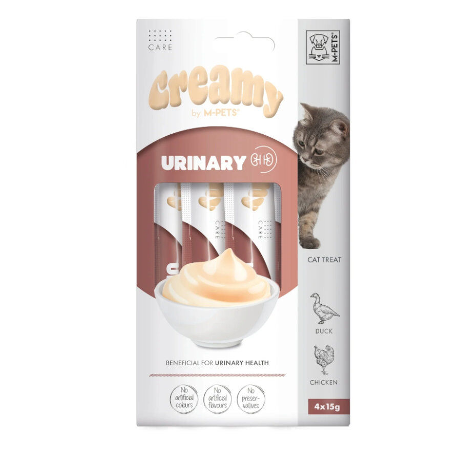 4 sobres x 15 g M-Pets Creamy Urinario Pato y Pollo snack para gatos, , large Imagen numero 3