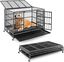 COSTWAY Jaula para Perros Plegable, Jaula para Mascotas de Metal con 2 Puertas, 4 Ruedas Giratorias, Bandeja Extra&iacute;ble, Caja para Perros Port&aacute;til para Interiores y Exteriores (120 x 76 x 90 cm), , large indicador imagen numero 1